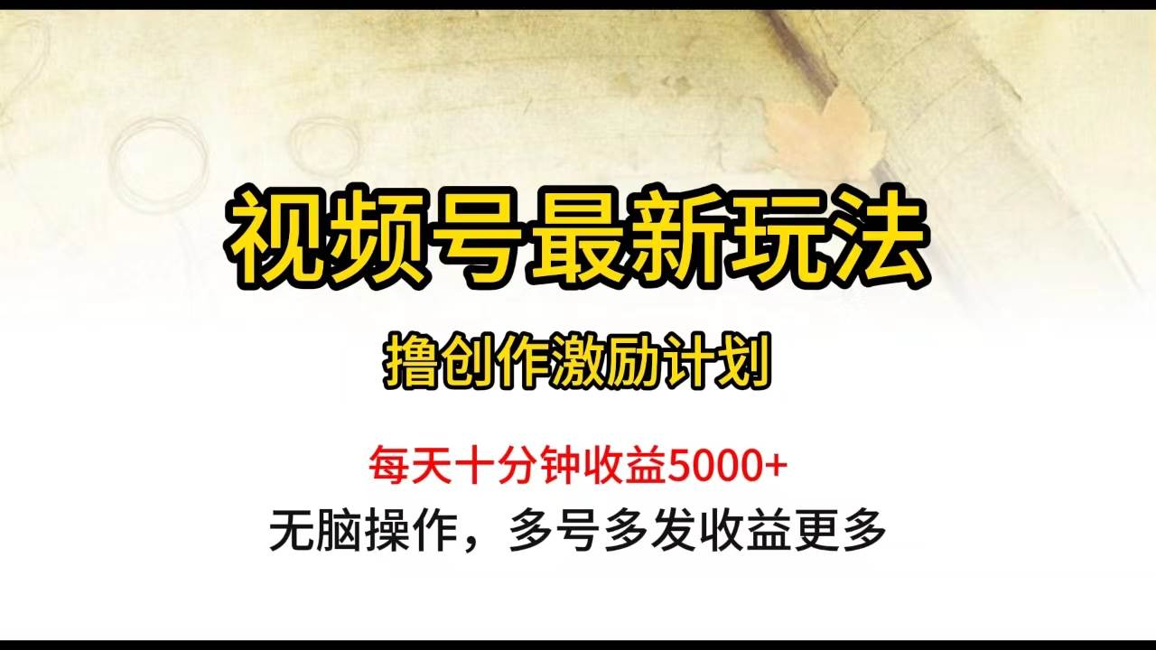 视频号最新玩法，每日一小时月入5000+-互创学社