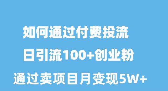 如何通过付费投流日引流100+创业粉月变现5W+-互创学社