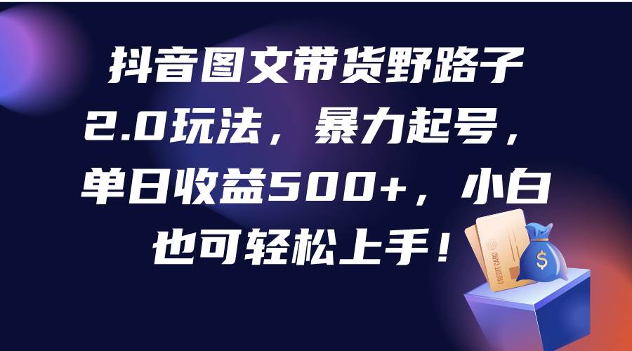 抖音图文带货野路子2.0玩法，暴力起号，单日收益500+，小白也可轻松上手！-互创学社