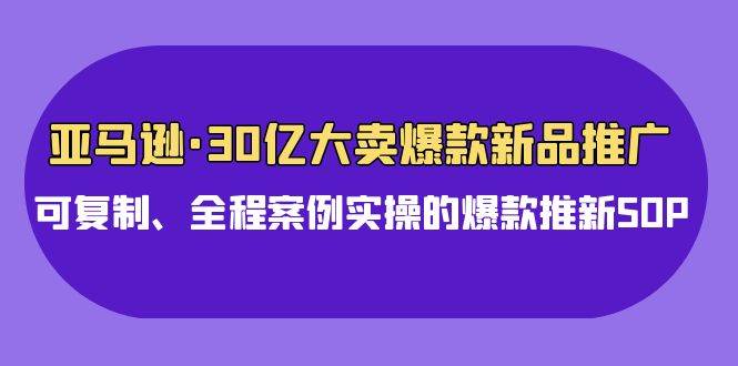 亚马逊30亿·大卖爆款新品推广，可复制、全程案例实操的爆款推新SOP-互创学社