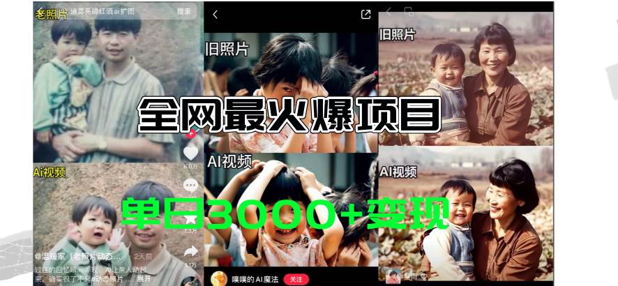 全网爆火的AI让老照片动起来教程，蹭热点日赚3000+，内含免费工具一键…-互创学社