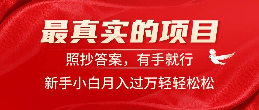 最真实的项目，照抄答案，有手就行，新手小白月入过万轻轻松松-互创学社