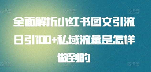 全面解析小红书图文引流日引100私域流量是怎样做到的-互创学社