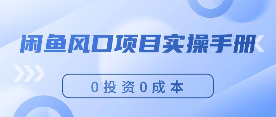 闲鱼风口项目实操手册，0投资0成本，让你做到，月入过万，新手可做-互创学社