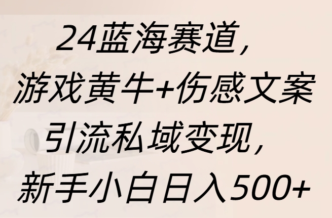 24蓝海赛道，游戏黄牛+伤感文案引流私域变现，新手日入500+-互创学社