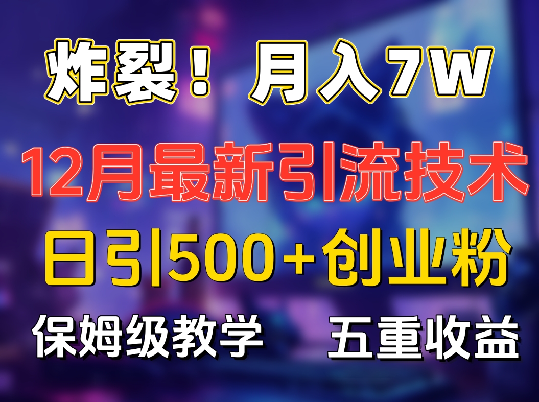 炸裂！月入7W+揭秘12月最新日引流500+精准创业粉，多重收益保姆级教学-互创学社