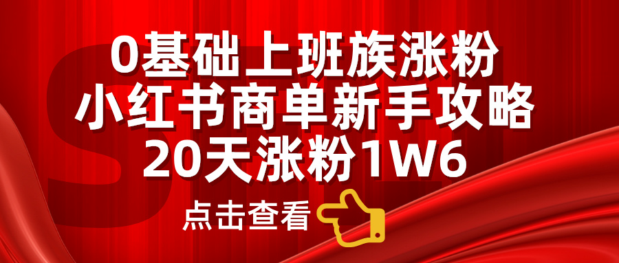 小红书商单新手攻略，20天涨粉1.6w，0基础上班族涨粉-互创学社