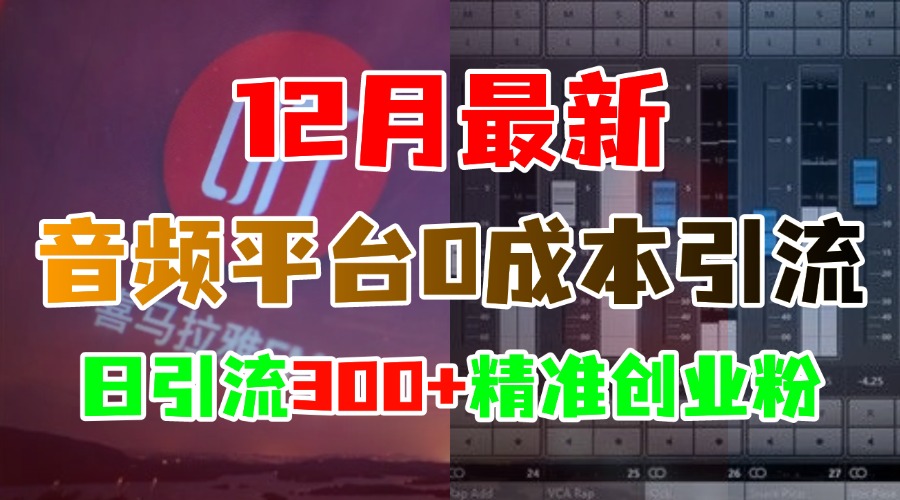 12月最新：音频平台0成本引流，日引300+精准创业粉-互创学社
