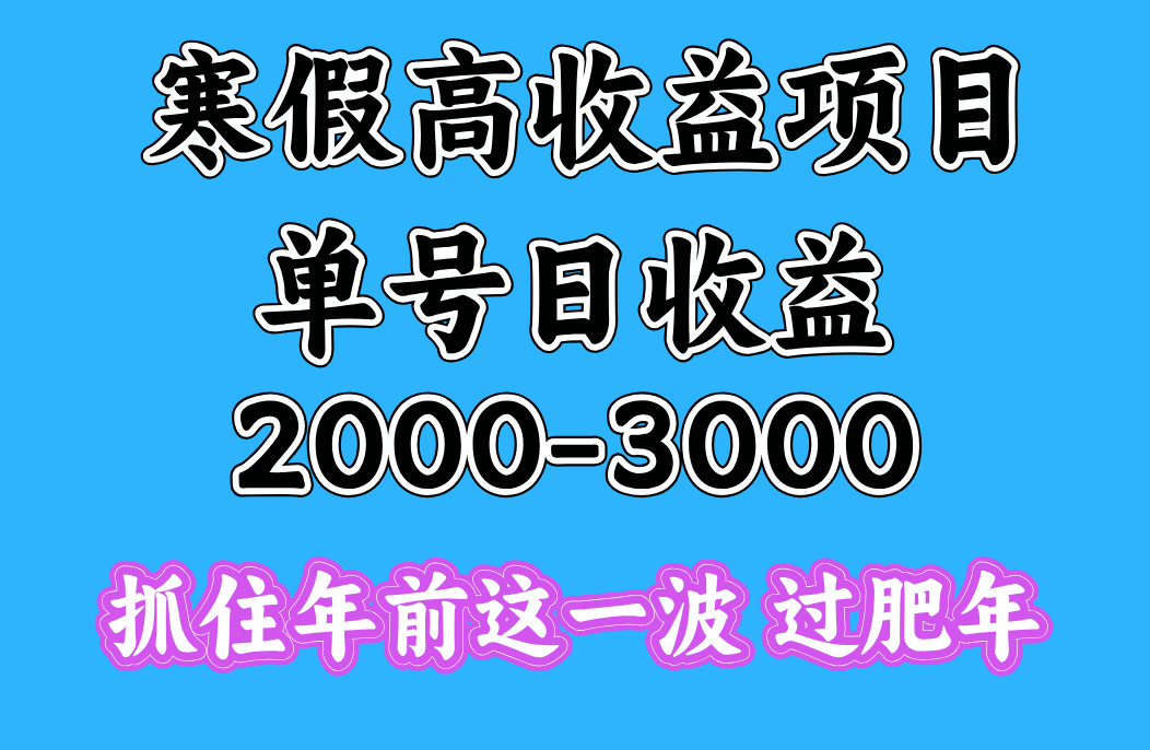 寒假期间一天收益2000-3000+，抓住年前这一波-互创学社