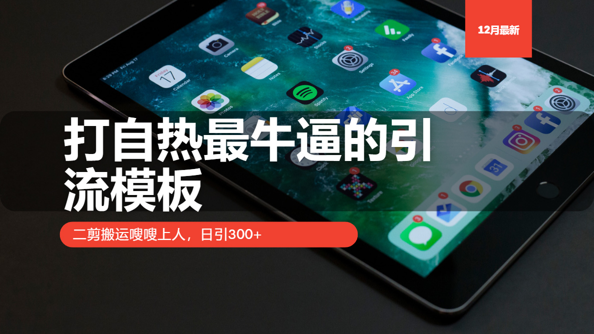 打自热最牛逼的引流模板，日引300+，二剪搬运嗖嗖上人-互创学社